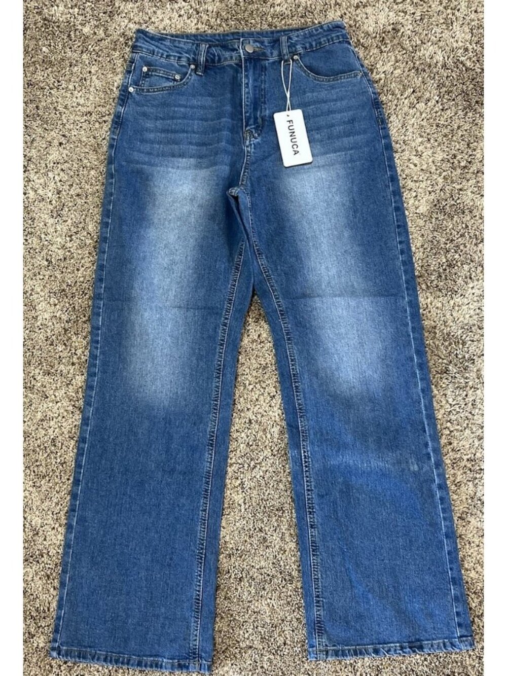 NWT FUNUCA Straight Leg Jeans High Waisted, Wide Leg ~ Size 8 ~ Stretch